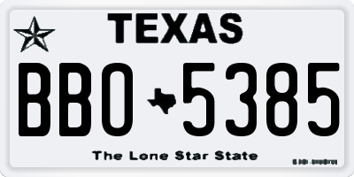 TX license plate BBO5385
