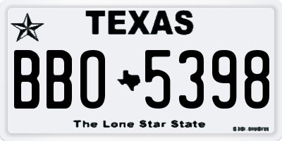 TX license plate BBO5398