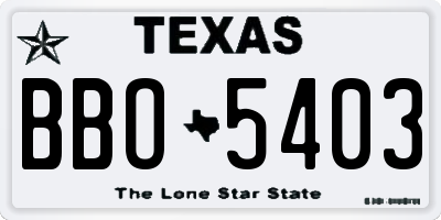 TX license plate BBO5403