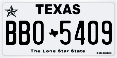 TX license plate BBO5409