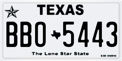 TX license plate BBO5443