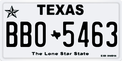 TX license plate BBO5463
