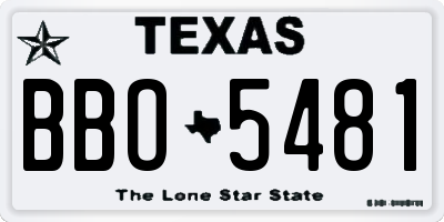 TX license plate BBO5481