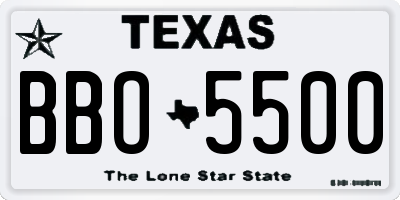 TX license plate BBO5500