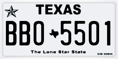 TX license plate BBO5501