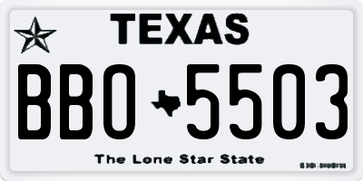 TX license plate BBO5503