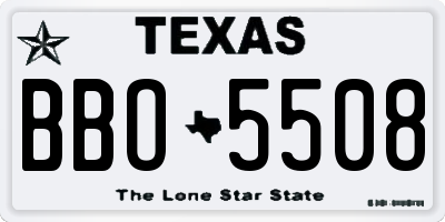 TX license plate BBO5508
