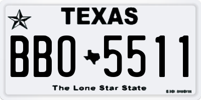 TX license plate BBO5511