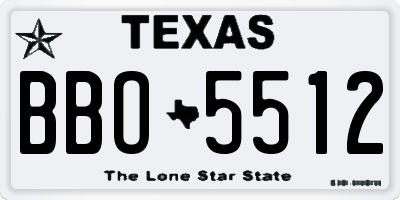 TX license plate BBO5512
