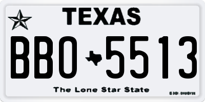 TX license plate BBO5513