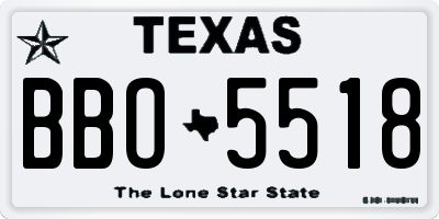 TX license plate BBO5518