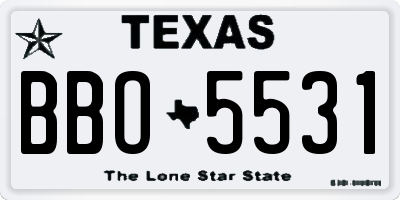 TX license plate BBO5531