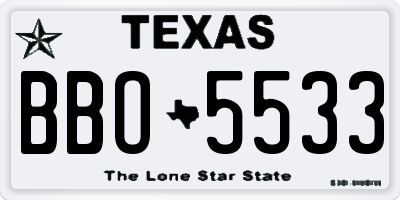 TX license plate BBO5533