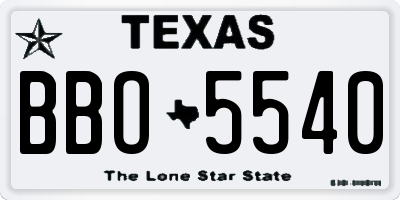 TX license plate BBO5540