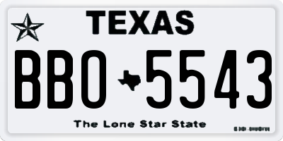 TX license plate BBO5543