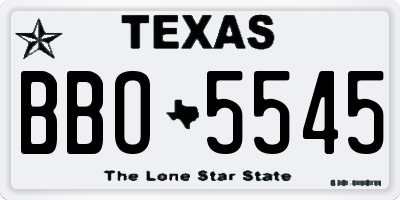 TX license plate BBO5545