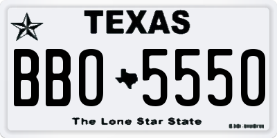 TX license plate BBO5550