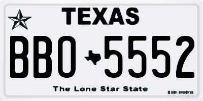 TX license plate BBO5552