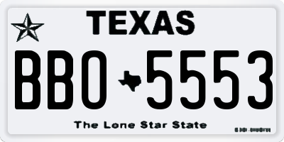 TX license plate BBO5553