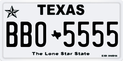 TX license plate BBO5555