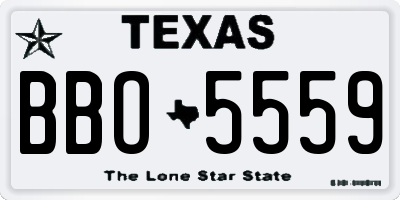 TX license plate BBO5559