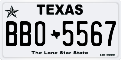 TX license plate BBO5567