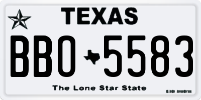TX license plate BBO5583