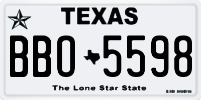 TX license plate BBO5598