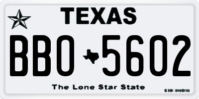 TX license plate BBO5602