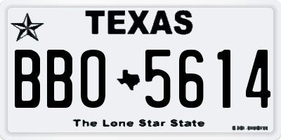TX license plate BBO5614