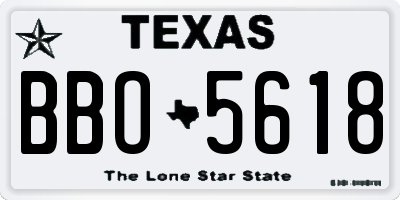 TX license plate BBO5618