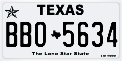 TX license plate BBO5634