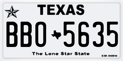 TX license plate BBO5635