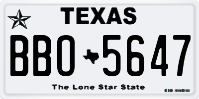 TX license plate BBO5647