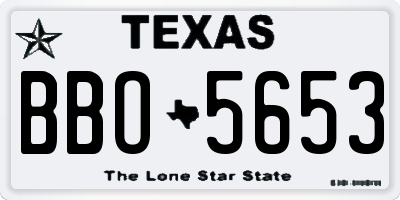 TX license plate BBO5653