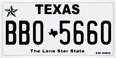 TX license plate BBO5660