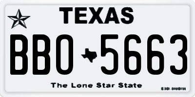 TX license plate BBO5663