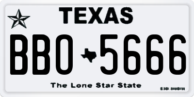 TX license plate BBO5666