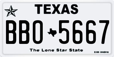 TX license plate BBO5667
