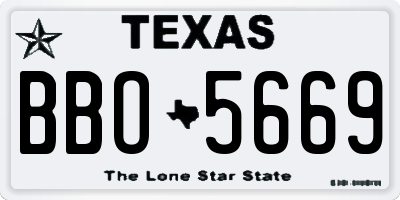 TX license plate BBO5669