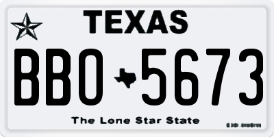 TX license plate BBO5673
