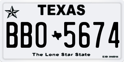 TX license plate BBO5674