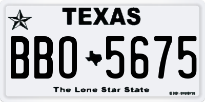 TX license plate BBO5675