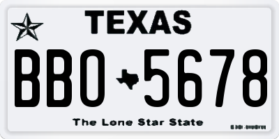 TX license plate BBO5678