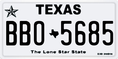 TX license plate BBO5685