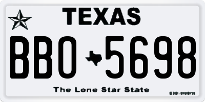 TX license plate BBO5698