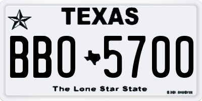 TX license plate BBO5700