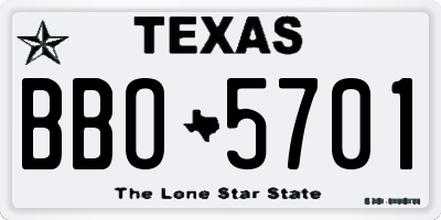 TX license plate BBO5701