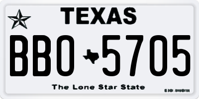 TX license plate BBO5705