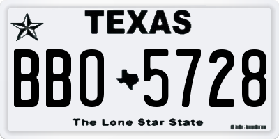 TX license plate BBO5728